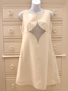Courreges-Sleeveless white A-Line Dress with Cutout Detail